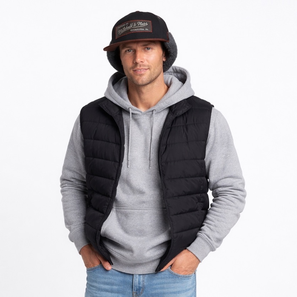 Mitchell & Ness Nostalgia Co Fitted Hat Ear Flap Winter Cap Sz 7 1/2